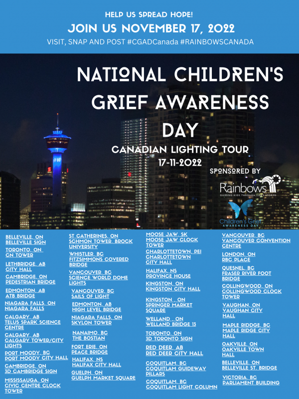 National Children's Grief Awareness Day Canadian Lighting Tour